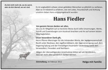 Traueranzeige von Hans Fiedler von Pegnitz-Zeitung